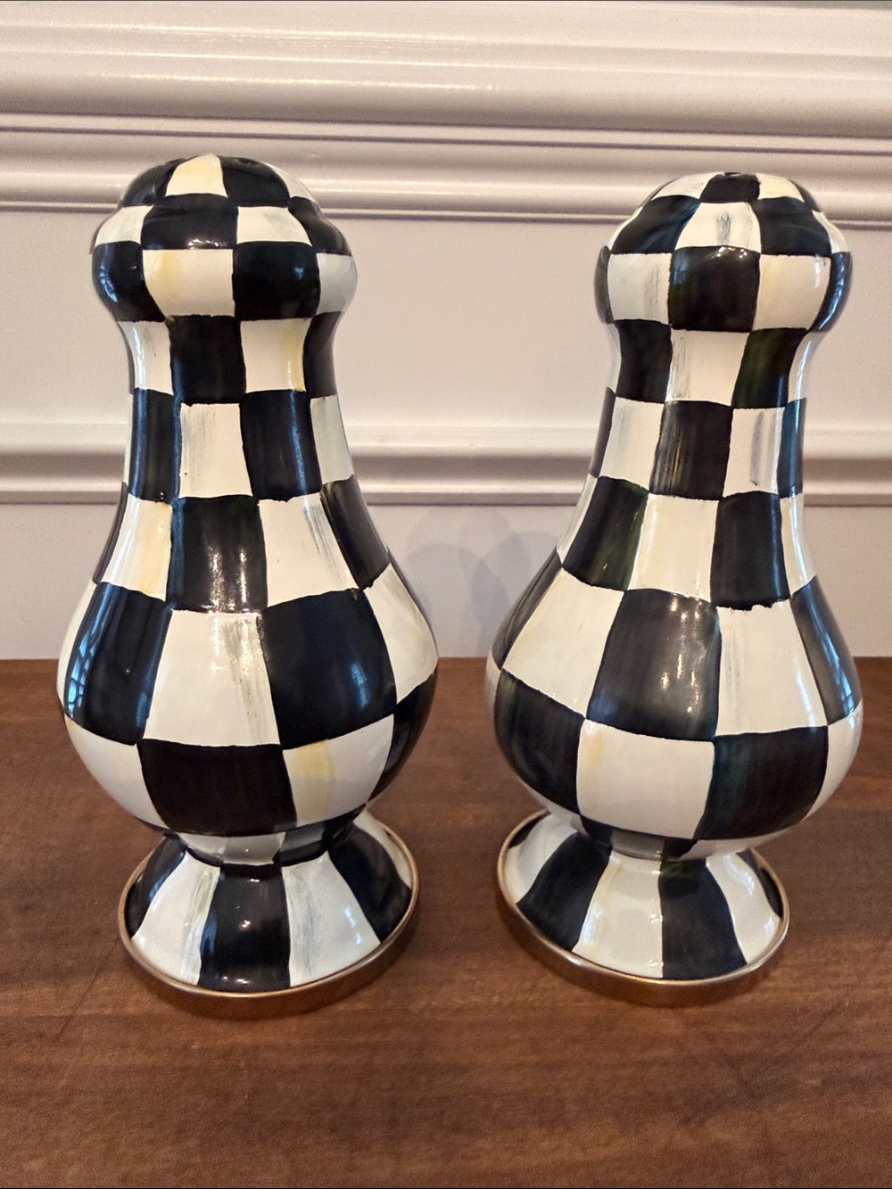 McKenzie Childs Courtly Check Large Salt & Pepper Set